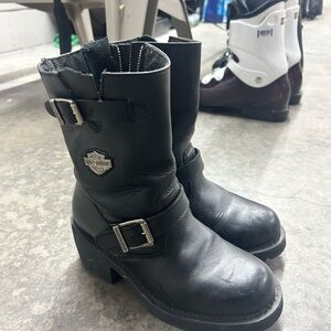 Harley-Davidson Black Leather Buckle Boots